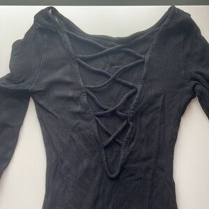 Black Ribbed Bodysuit